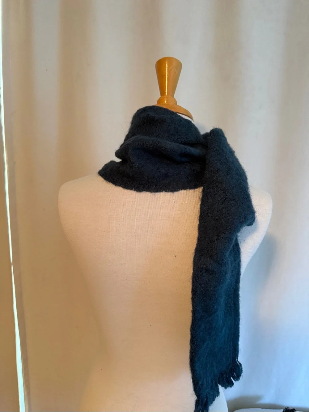 Simons Teal Textured Fringe Scarf